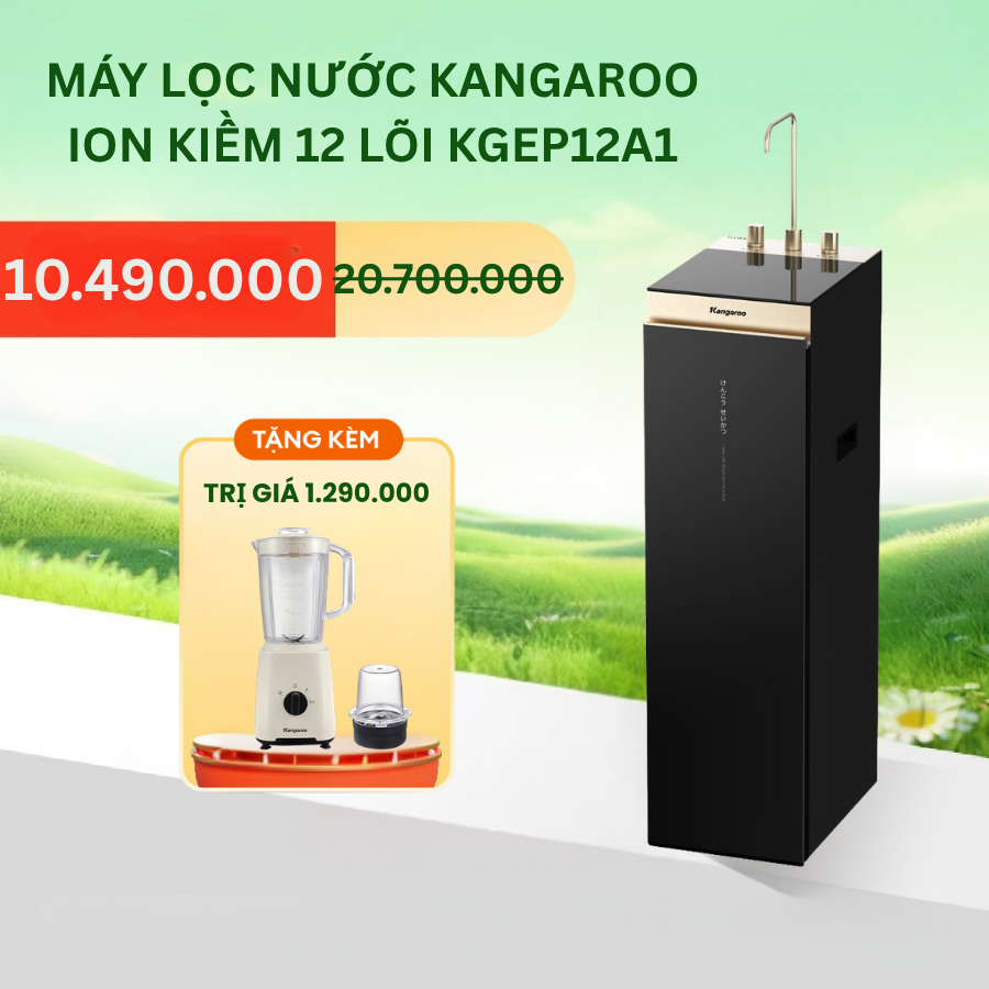 [Miễn Phí Lắp Đặt]  Máy lọc nước Kangaroo Hydrogen ion kiềm 12 lõi KGEP12A1