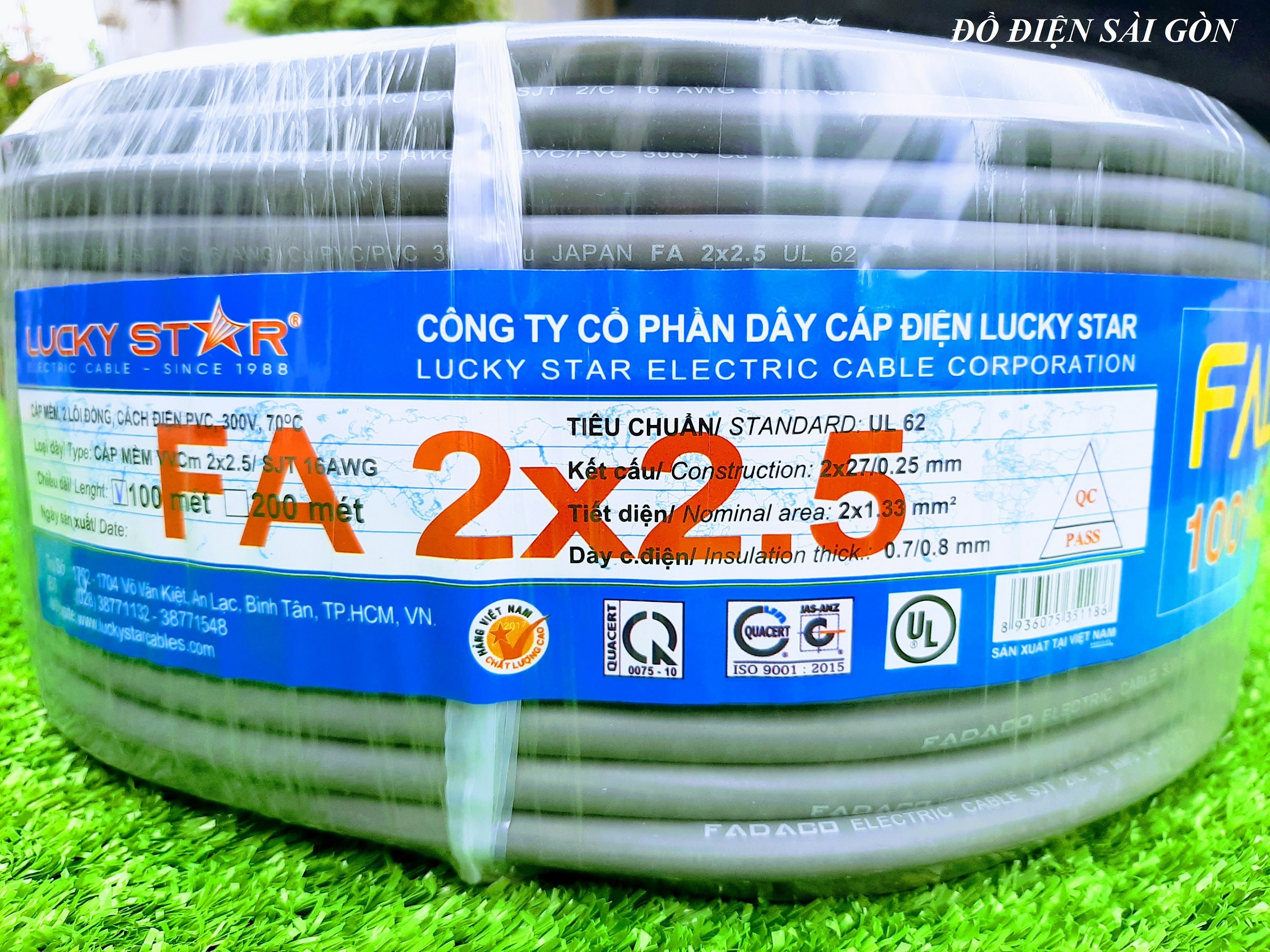 Dây Điện Đôi 2 Lõi Fadaco 2x2.5 Tròn Xám 1 Mét Tới.