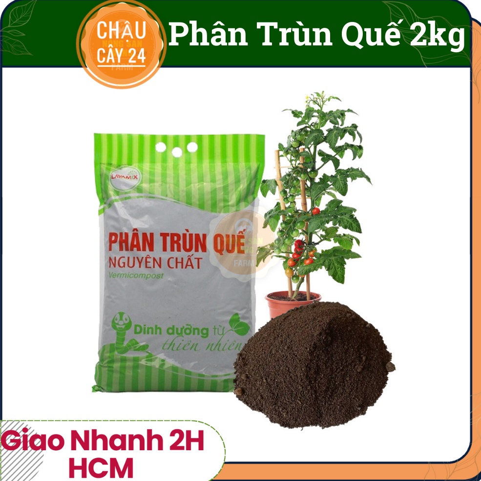 Phân trùn quế nguyên chất phân bón hữu cơ trồng cây, trồng rau, cây hoa kiểng, đất sạch hữu cơ
