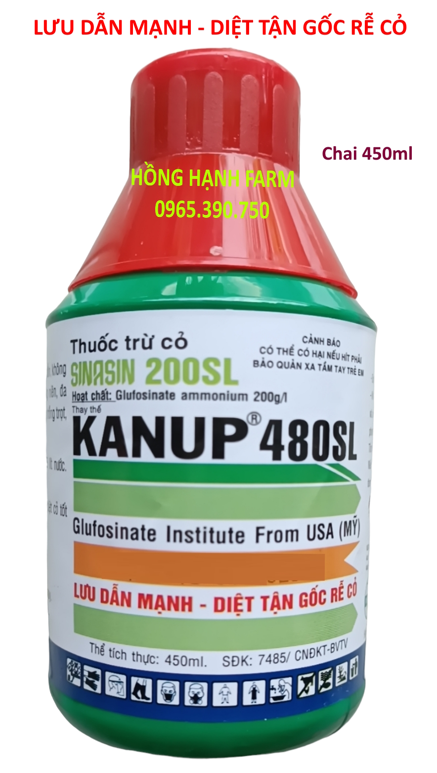 Thuốc diệt cỏ KANUP 480SL (chai 450ml)  - Trừ cỏ lưu dẫn mạnh, diệt tận gốc rễ cỏ SINASIN 200SL