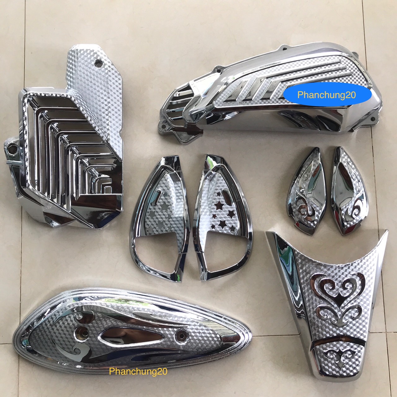 Combo ốp phụ kiện trang trí dùng cho đời xe shmode 2020 2021 2022 2023 2024 crom