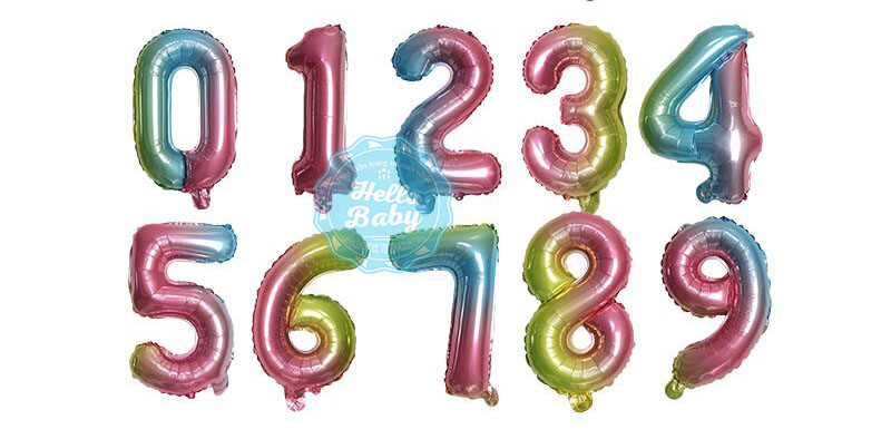 Bóng số tuổi màu Rainbow trang trí sinh nhật 2 size - Hello Baby