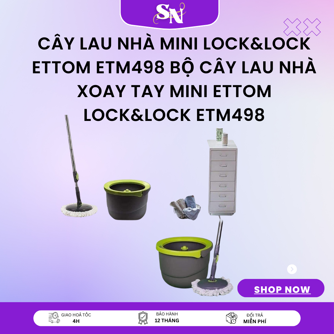 Cây Lau Nhà Lock And Lock Etm498 Giá Tốt Cây lau nhà Lock&Lock chính hãng, giá tốt Cây Lau Nhà Mini Lock&Lock Ettom ETM498 Bộ cây lau nhà xoay tay mini Ettom Lock&Lock ETM498