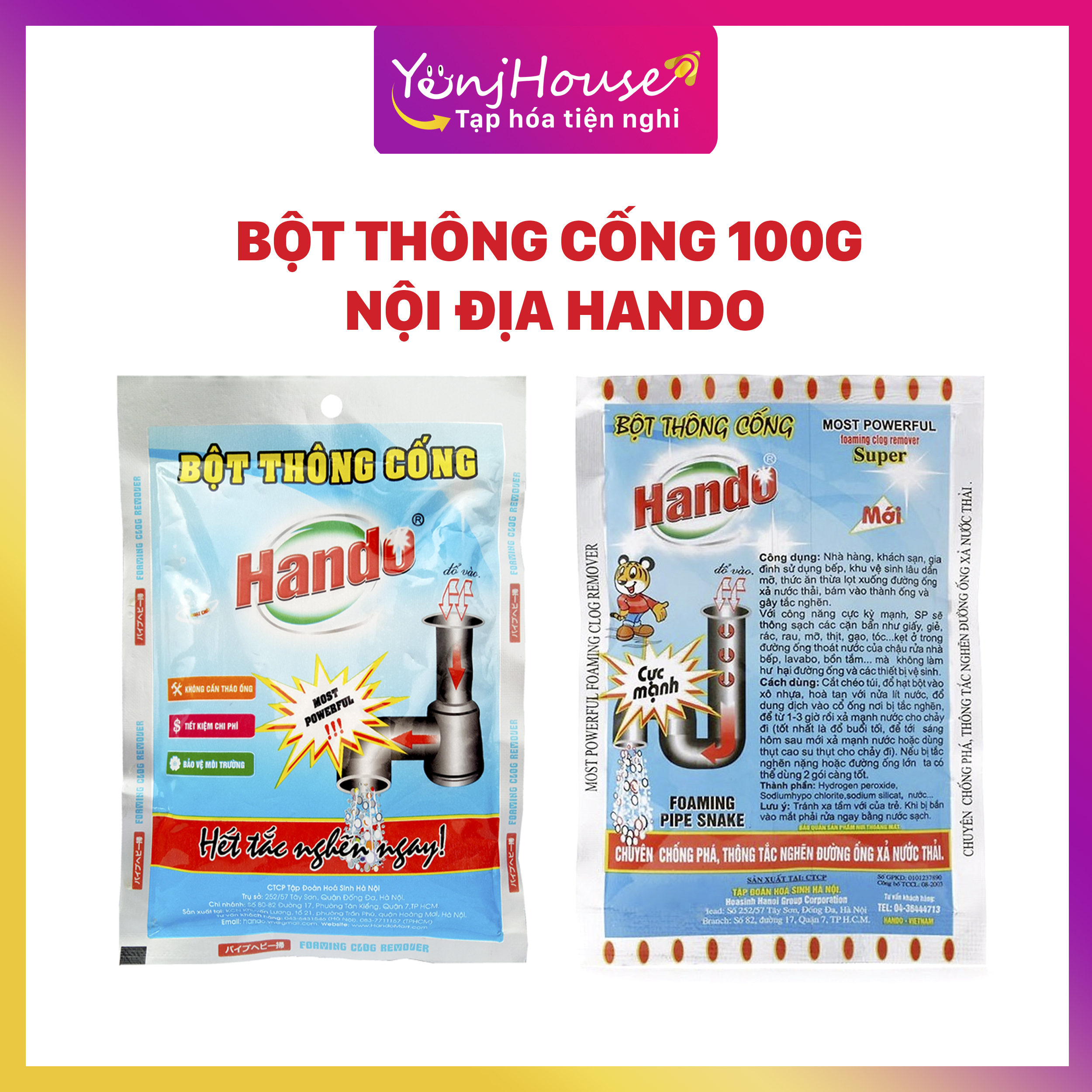 Gói bột thông cống 100g nội địa hando – yenjhouse