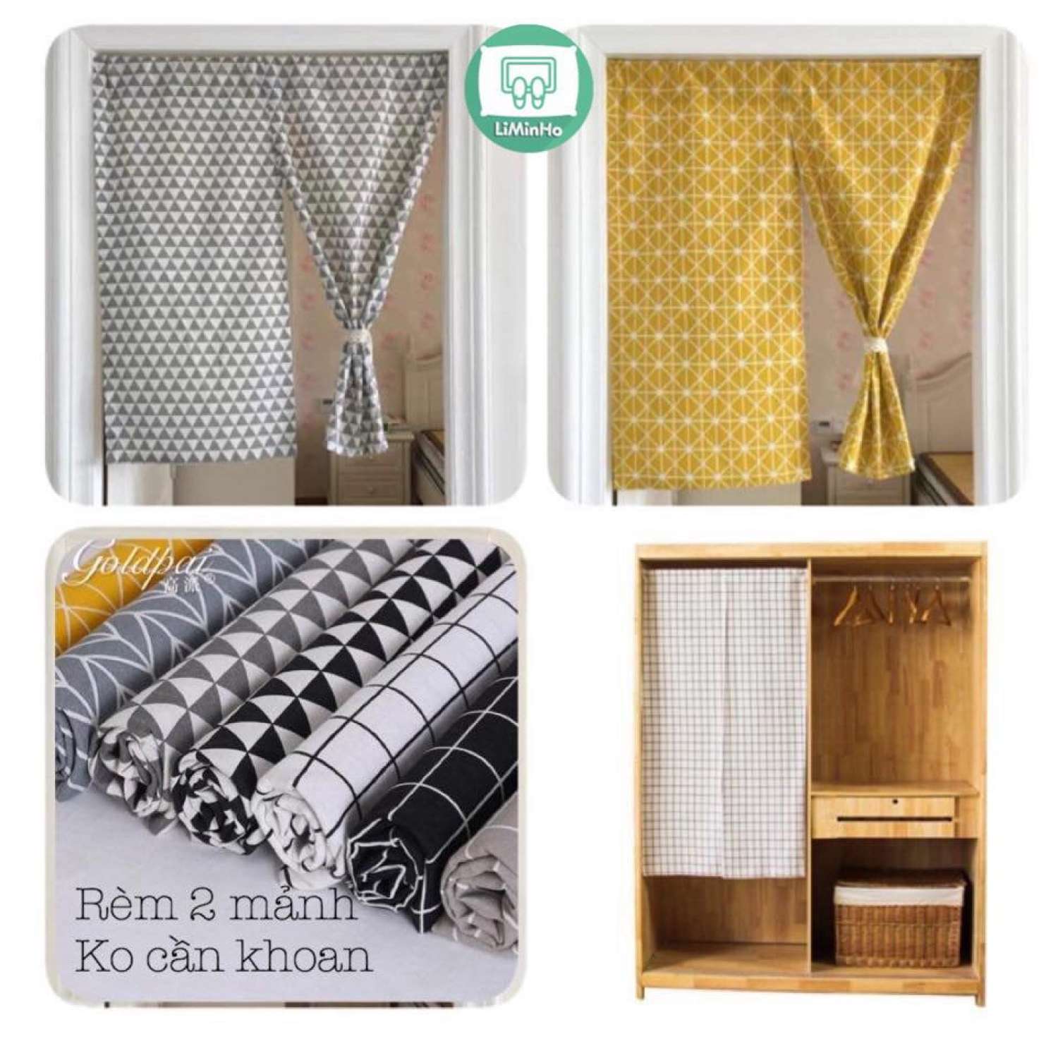 Rèm cửa, rèm kiểu nhật đa năng loại 2 mảnh