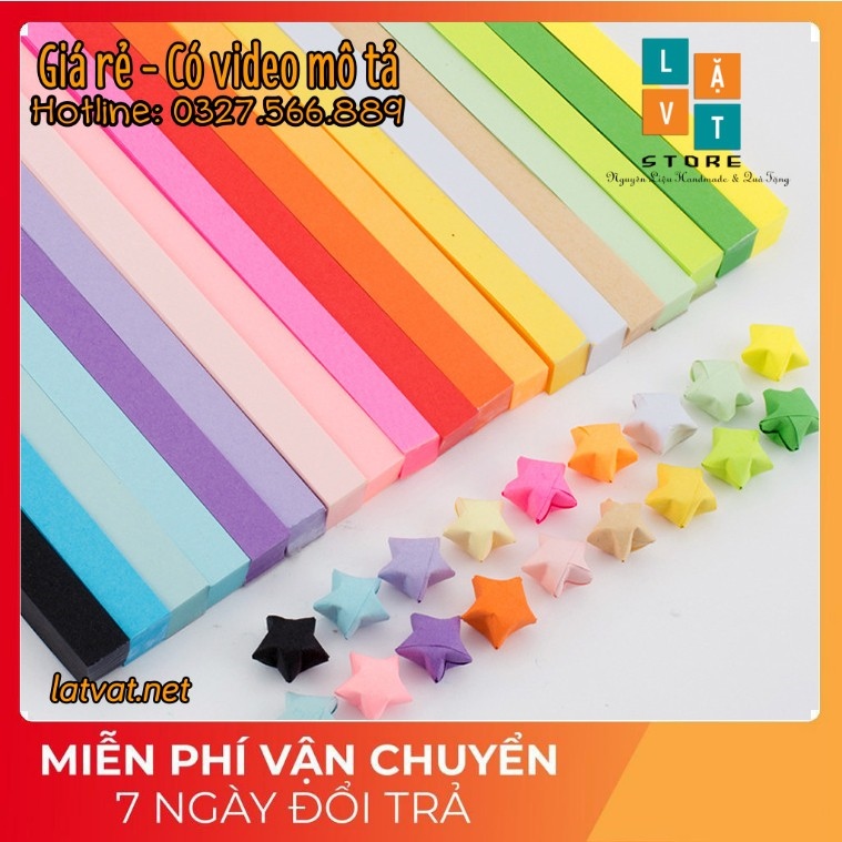 Giấy gấp sao màu đơn sắc nhiều màu - origami star paper