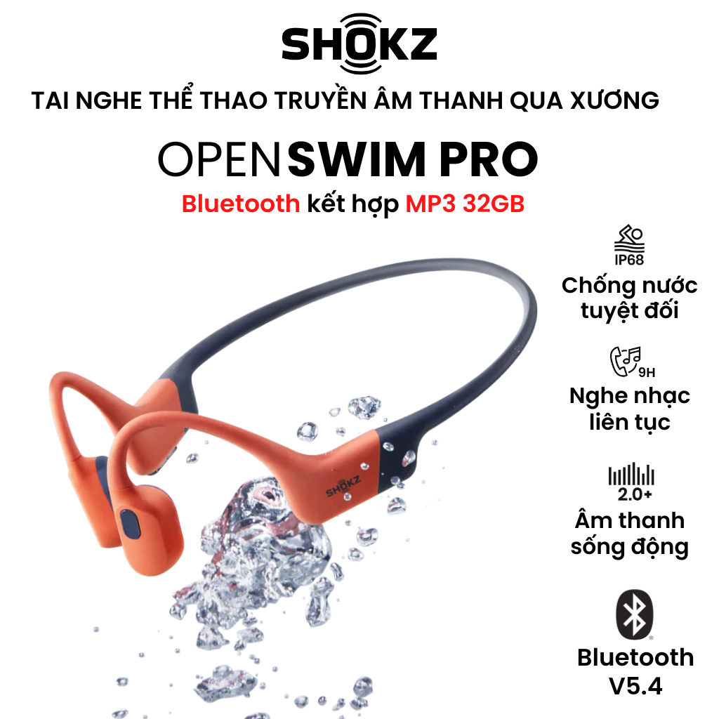 [MỞ BÁN] Tai Nghe Bluetooth Thể Thao Truyền Âm Thanh Qua Xương SHOKZ OPENSWIM PRO S710 - Tai nghe bơi lội - Chạy bộ - Bảo Hành 2 Năm Chính Hãng