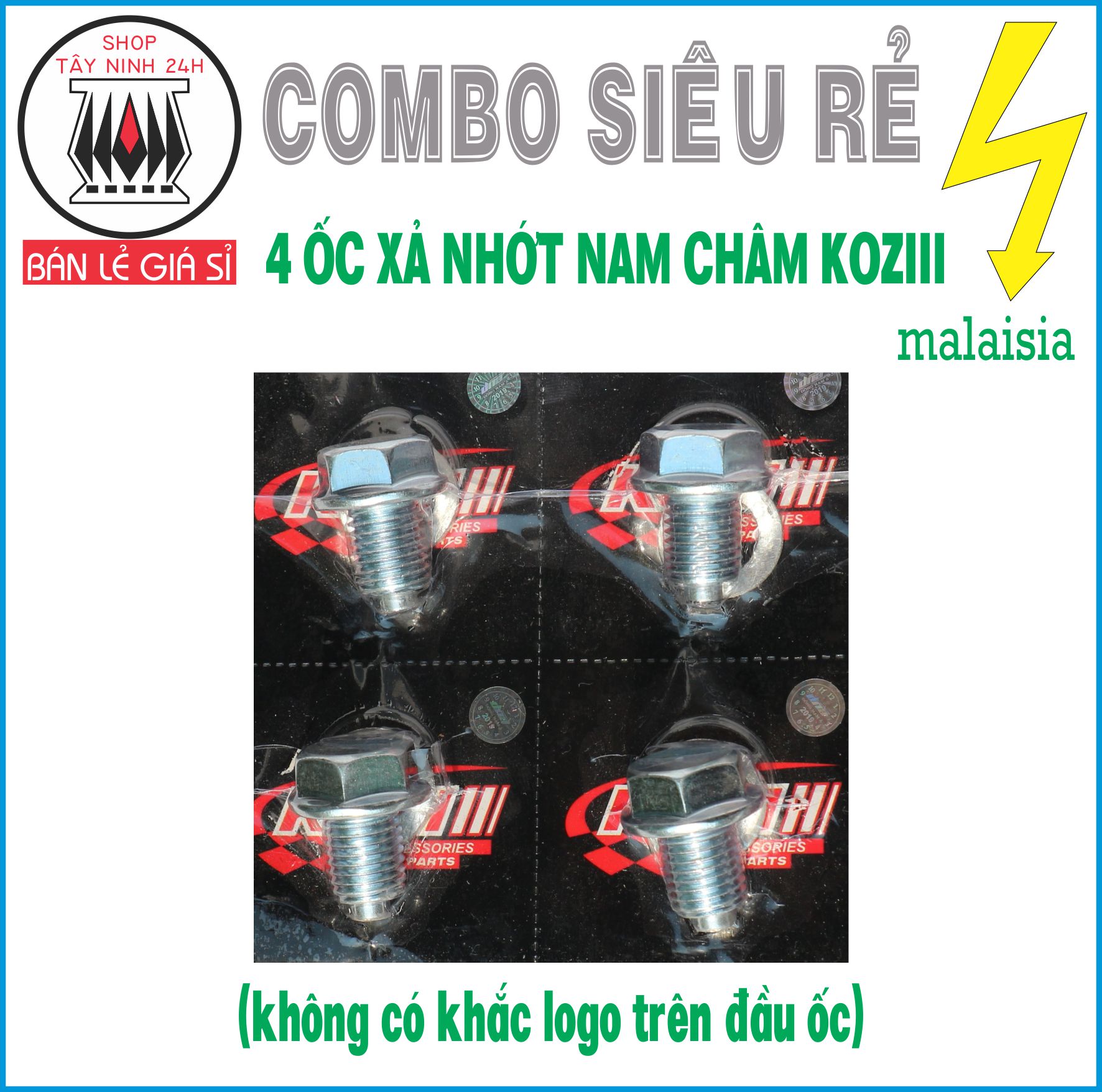COMBO 4 ỐC XẢ NHỚT NAM CHÂM KOZIII MALAYSIA