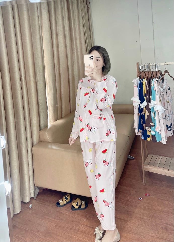 Bộ Lanh Dài Sau Sinh , Chất lanh thái mát dịu, form to rộng rãi, dễ vận động
