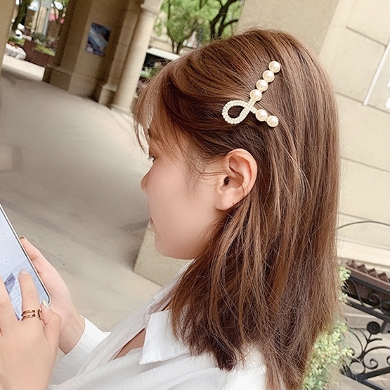 Kẹp tóc nữ đính đá và hạt ngọc Hàn Quốc