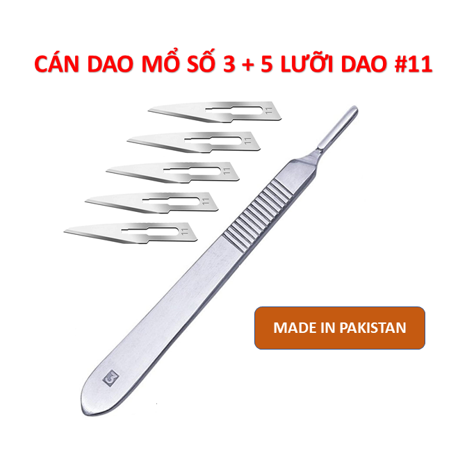 Cán dao mổ y tế số 3 kèm 5 lưỡi dao mổ số 11 doctor