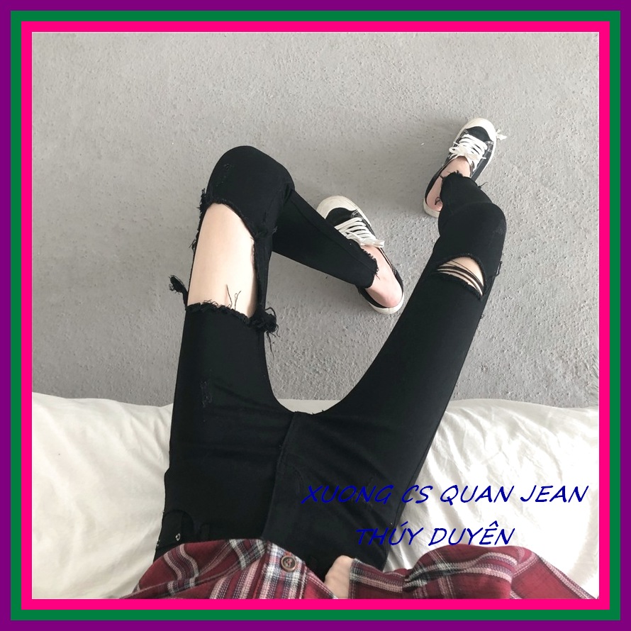 Quần jean nữ coton ôm body RÁCH TO NHỎ co giãn tốt chill 2 màu siêu hot, quần bò nữ RÁCH MẪU MỚI giá siêu rẻ  A510.11