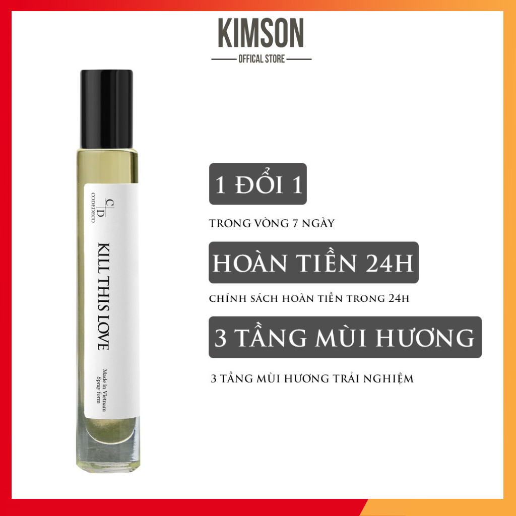 Tinh dầu nước hoa lăn mini codedeco kill this love 10ml - hấp dẫn, thu hút, trưởng thành - dòng unisex