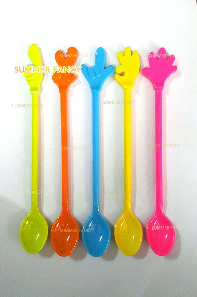 5 muỗng  khuấy bàn tay 5 kiểu 20cm đủ màu nhà hàng quán bar cocktail sinh tố trà sữa - spoon