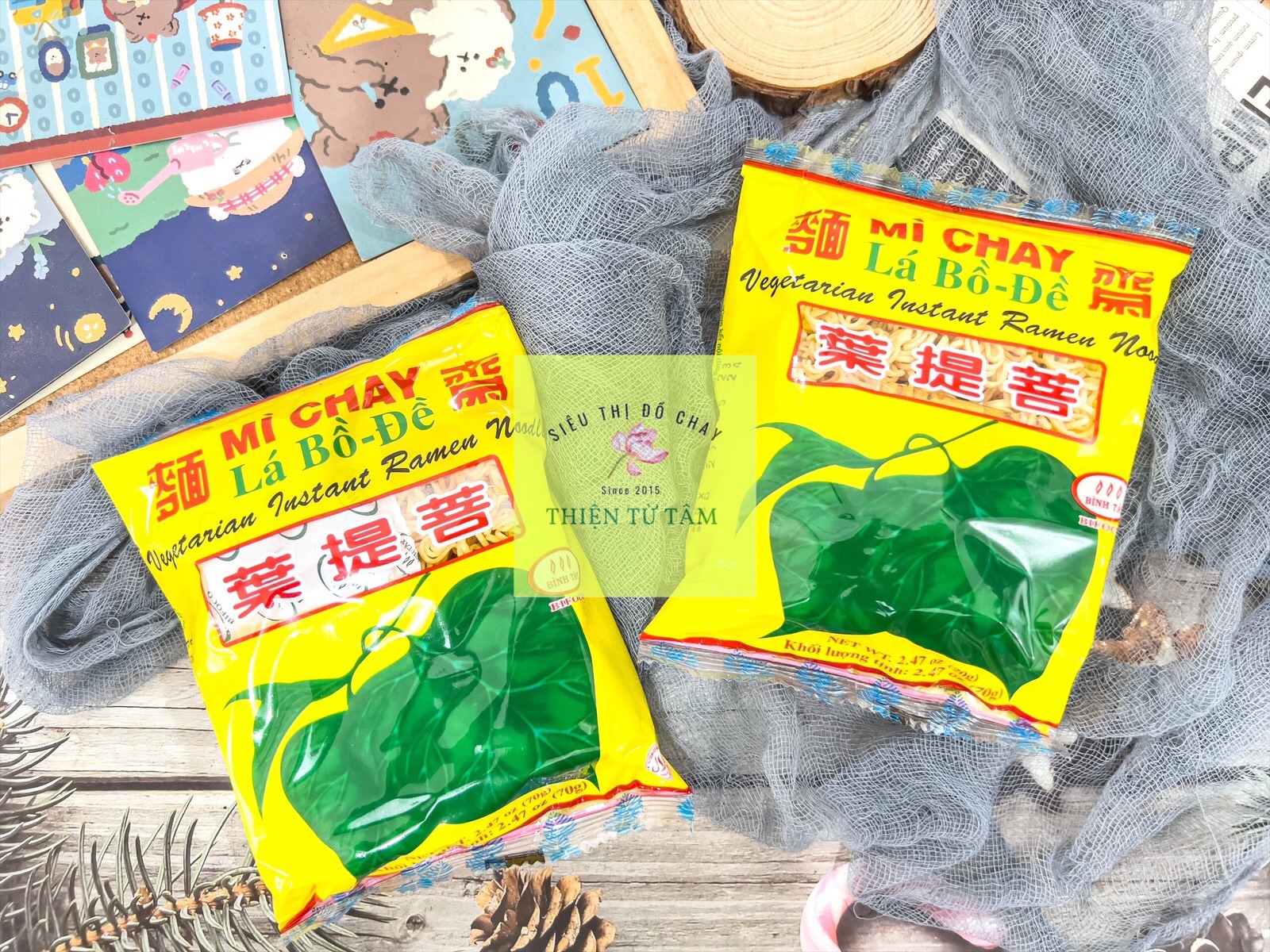 Mì chay ăn liền lá bồ đề sợi mì thơm ngon gói ăn liền