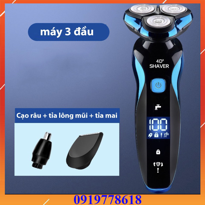 Máy cạo râu shaver 4d, máy cạo râu nam khô đa năng 3 trong 1 màn hình hiển thị - chống nước ipx7