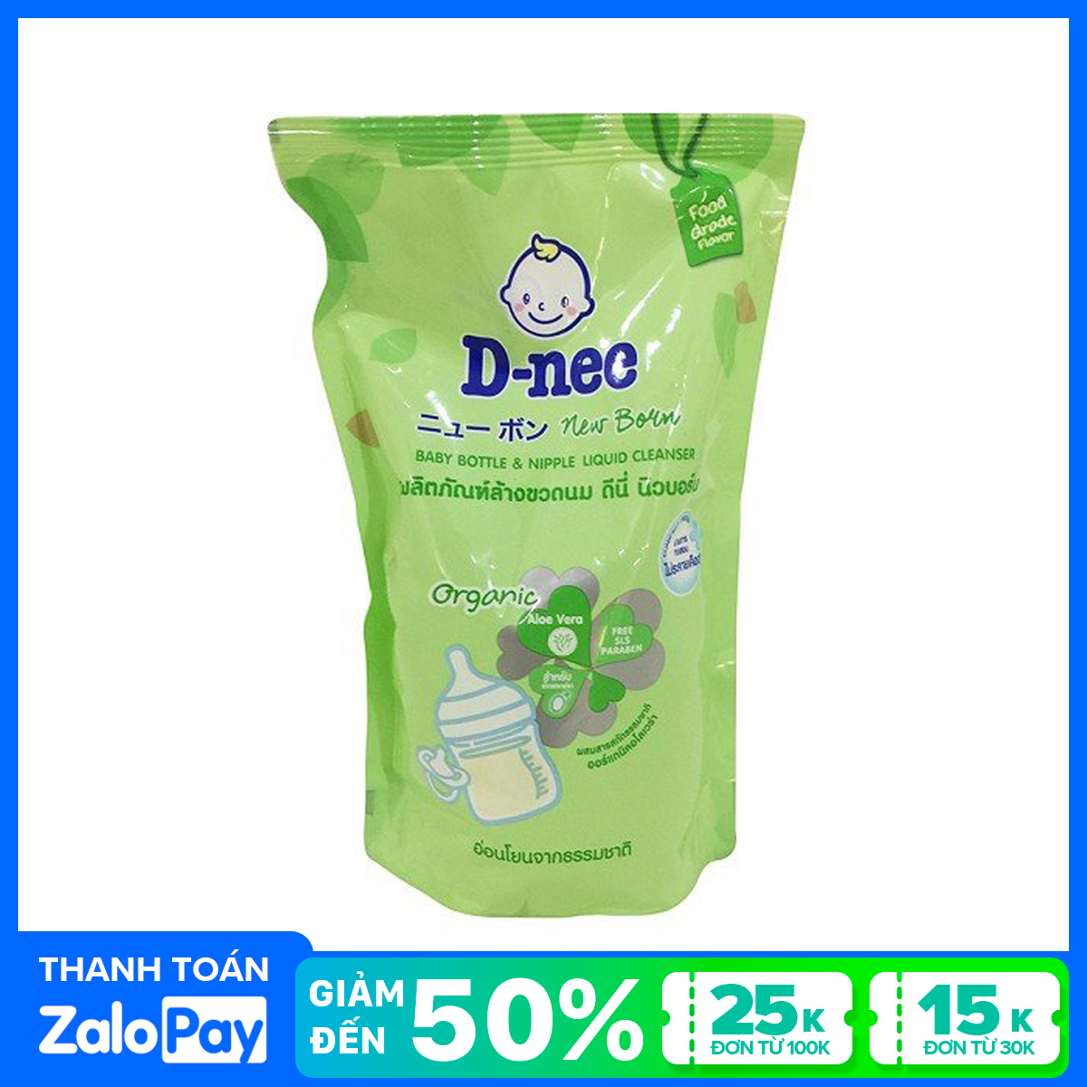 Nước rửa bình sữa, nước súc bình và rửa rau củ Dnee 600ml