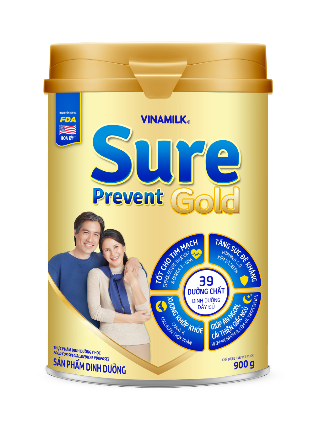 Sữa bột cho người lớn tuổi Vinamilk Sure Prevent 900g bổ sung dinh dưỡng và tăng cường sức khỏe