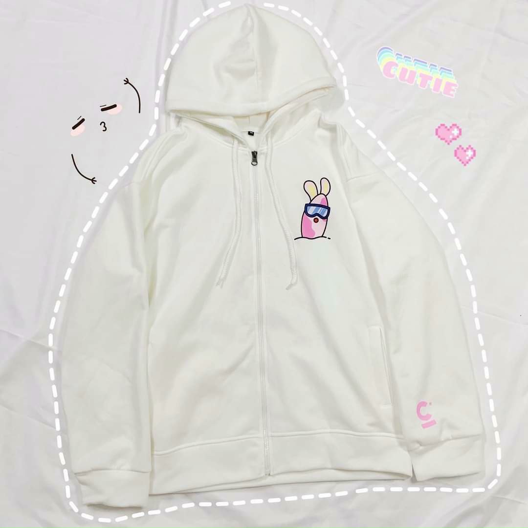 Áo khoác thun nỉ ngoại in hoạt hình thỏ con lặn biển siêu cute .tp