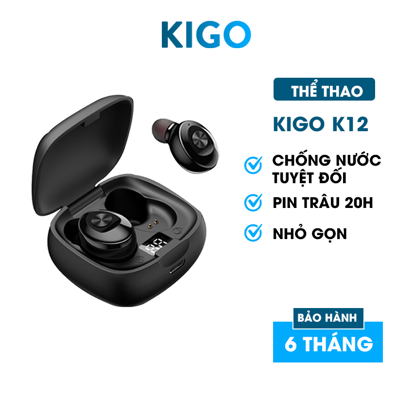 Tai nghe bluetooth không dây gaming có mic pin siêu trâu- Tai phone bluetooth nhét tai tương thích mọi loại máy và các hệ điều hành Kigo K12