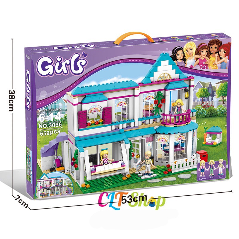 Lắp ráp 3066 Xếp hình ngôi nhà biệt thự của Stephanie 659 Mảnh Ghép