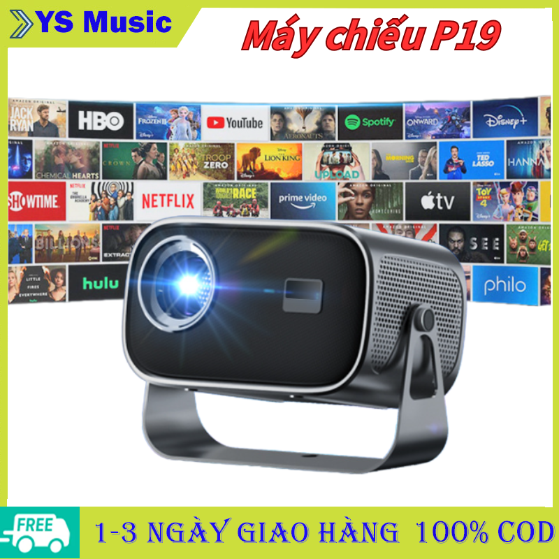 Máy chiếu mini 4K P19 máy chiếu xem phim Full HD Điều chỉnh 360° Android13.0 độ sáng cao kết nối wifi bluetooth
