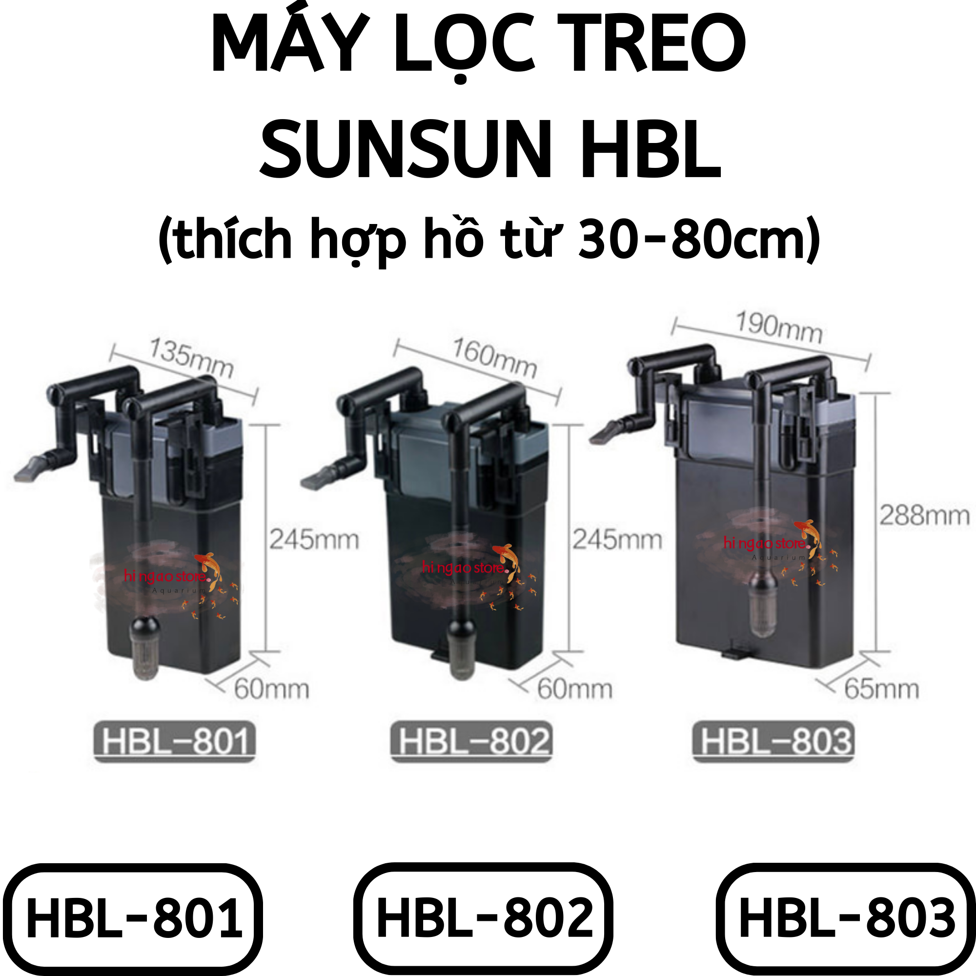 Lọc treo sunsun hbl 801, hbl 802, hbl 803 - phụ kiện cá cảnh | hingaostore.