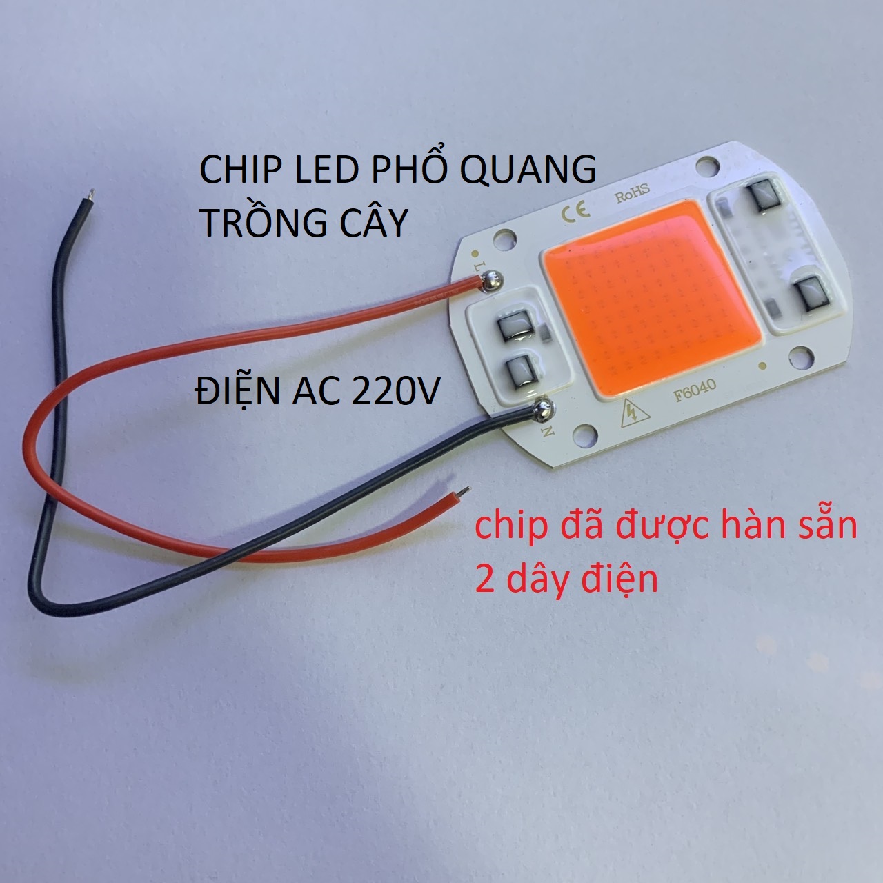 chip LED quang phổ toàn phần trồng cây công suất 20w hàn sẵn dây điện