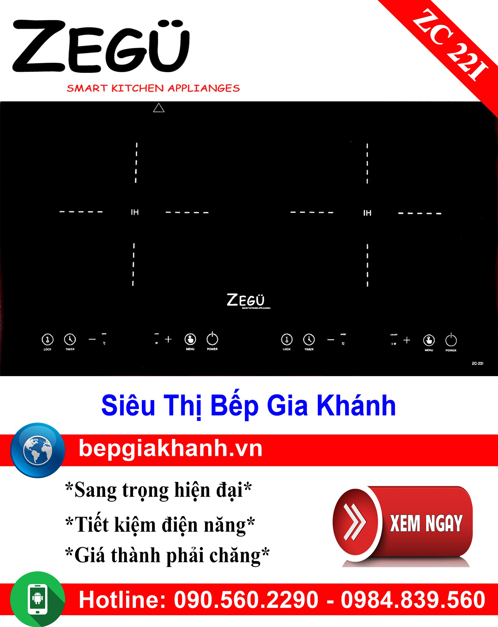 [HCM]Bếp từ đôi Zegu ZC 22I, bếp từ, bếp điện từ, bếp từ đôi, bếp điện từ đôi, bếp từ giá rẻ, bếp điện từ giá rẻ, bếp từ đơn, bep tu don, bep tu