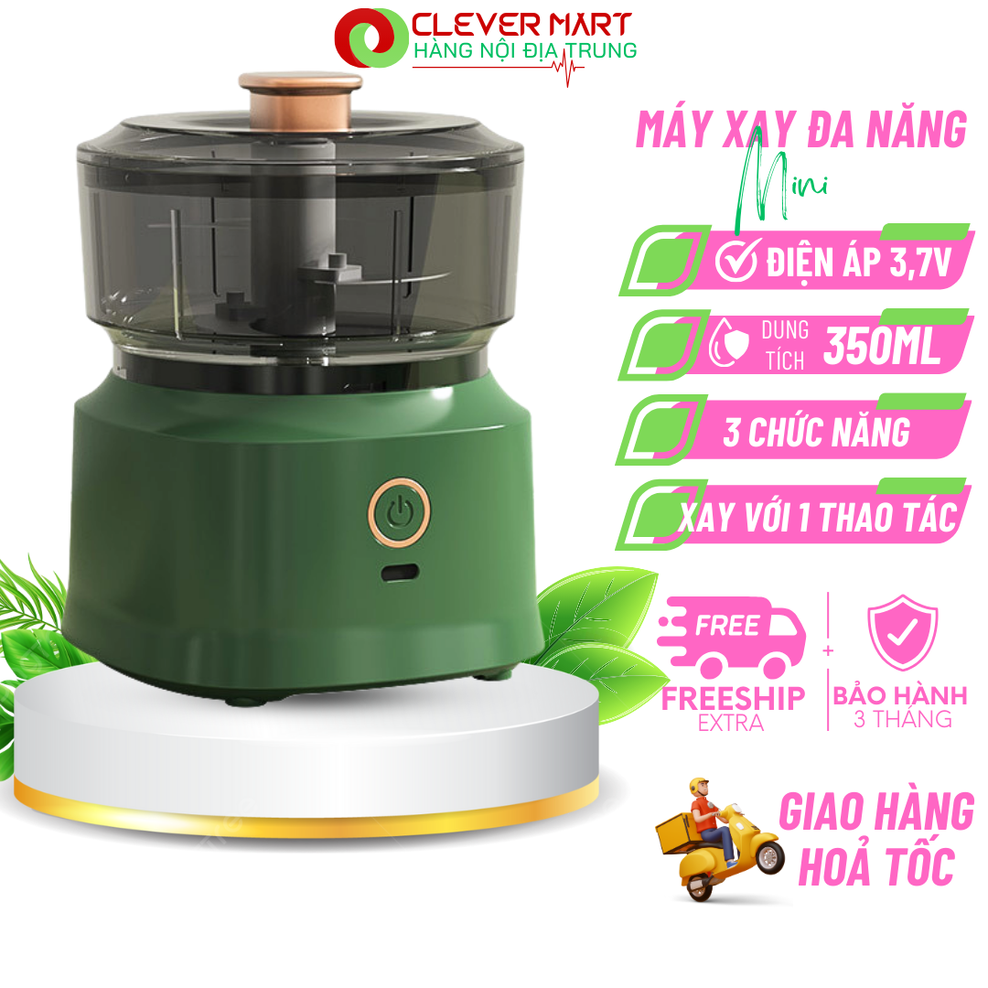 Máy Xay  Mini - Máy Xay Thịt Inox Đa Năng, Cối Xay Thịt Ớt Hành Tỏi Rau Củ Quả Siêu Tiện Lợi