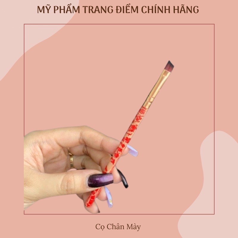 Cọ trang điểm chân mày đầu vát cán gỗ họa tiết - makeup brush nội địa trung