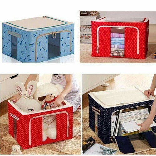 [GIÁ SỈ ] Hộp đựng đồ khung thép chắc chắn nhiều màu, Túi vải đựng đồ đa năng khung thép chắc chắn, Túi đựng chăn màn quần áo khung thép, Hộp đựng chăn màn