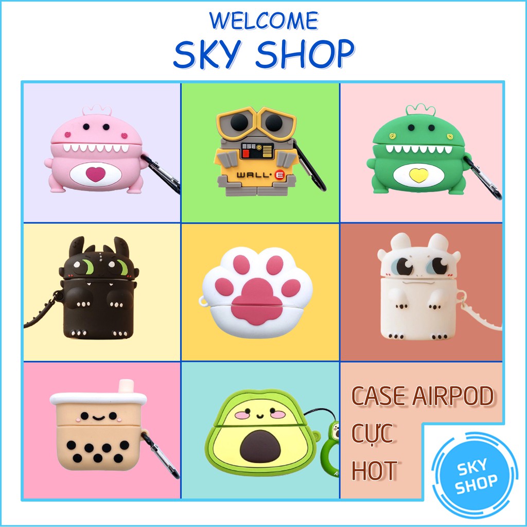 Vỏ ốp case Airpod bảo vệ bao đựng tai nghe không dây bluetooth 1/2/3/Pro/i12/i9/i7/tws chống va đập Mẫu Đẹp HOT