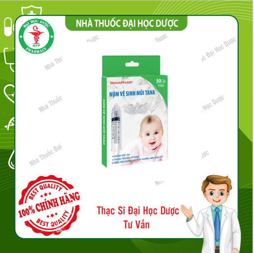 Hộp 50 núm rửa mũi silicon cho trẻ Tana của công ty dược Tanaphar, bơm nước muối vệ sinh mũi cho trẻ và người lớn Pharmacare
