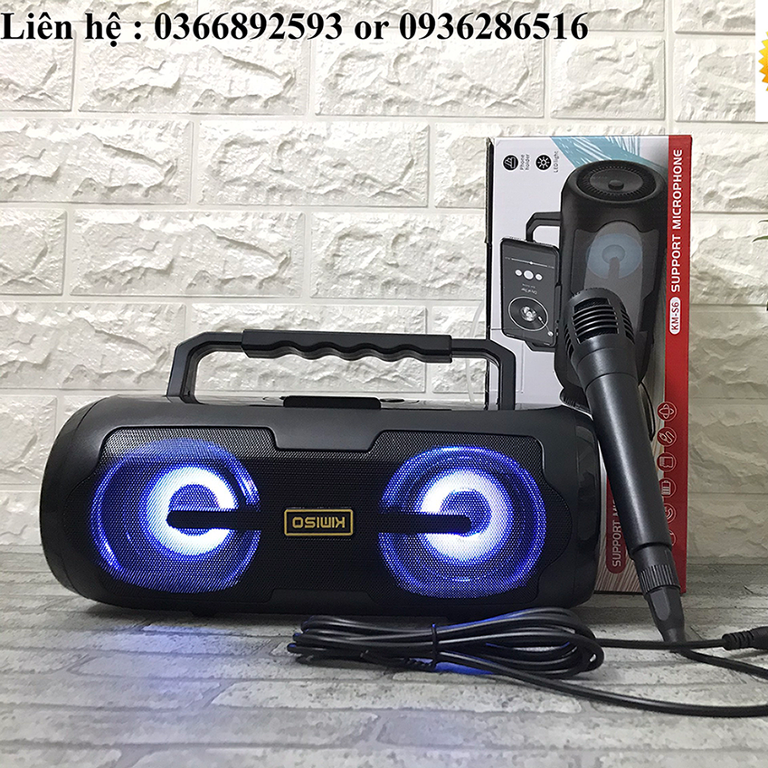 Loa bluetooth Kimiso S6, kèm mic karaoke, loại 1â, bass cực đầm, mic bắt giọng tốt