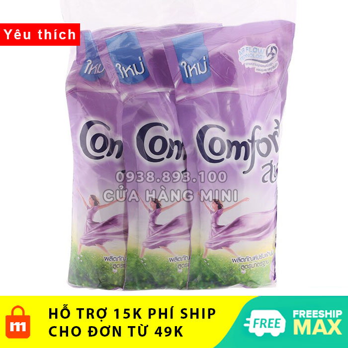 【FREESHIP】Combo 3 Túi Nước Xả Vải Comfort Thái Lan Tím 500ml