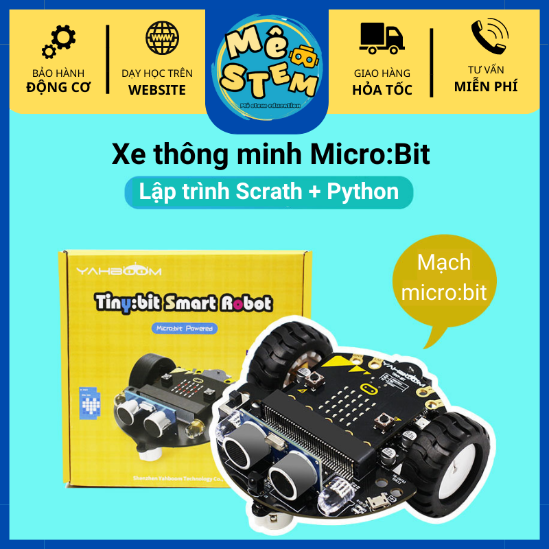 Xe điều khiển từ xa sử dụng mạch Micro:Bit lập trình bằng Scrath và Python có APP điều khiển trên IOS và Android
