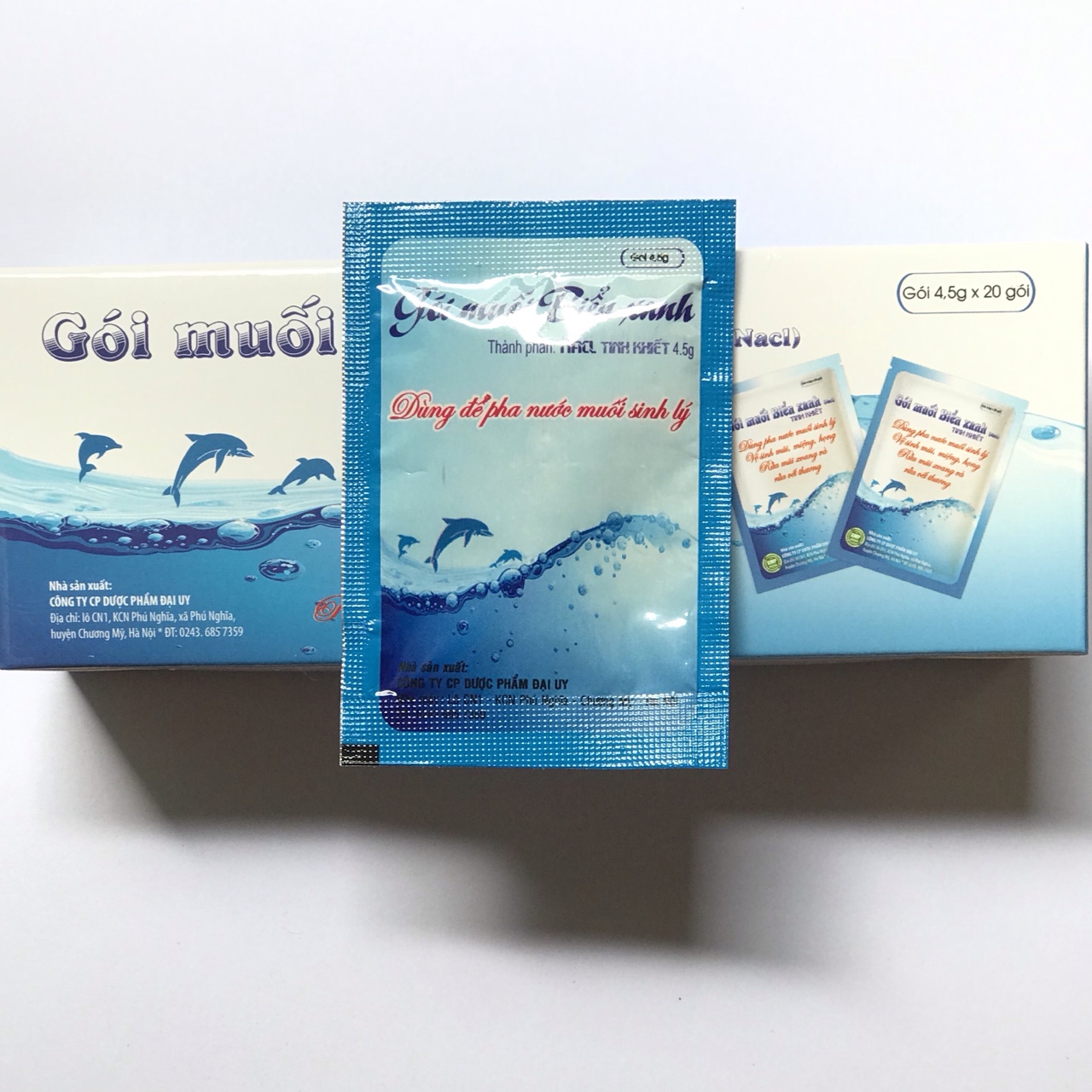 Gói muối biển xanh dùng pha nước muối sinh lí tại nhà, muối sinh lí tự pha đảm bảo vệ sinh an toàn