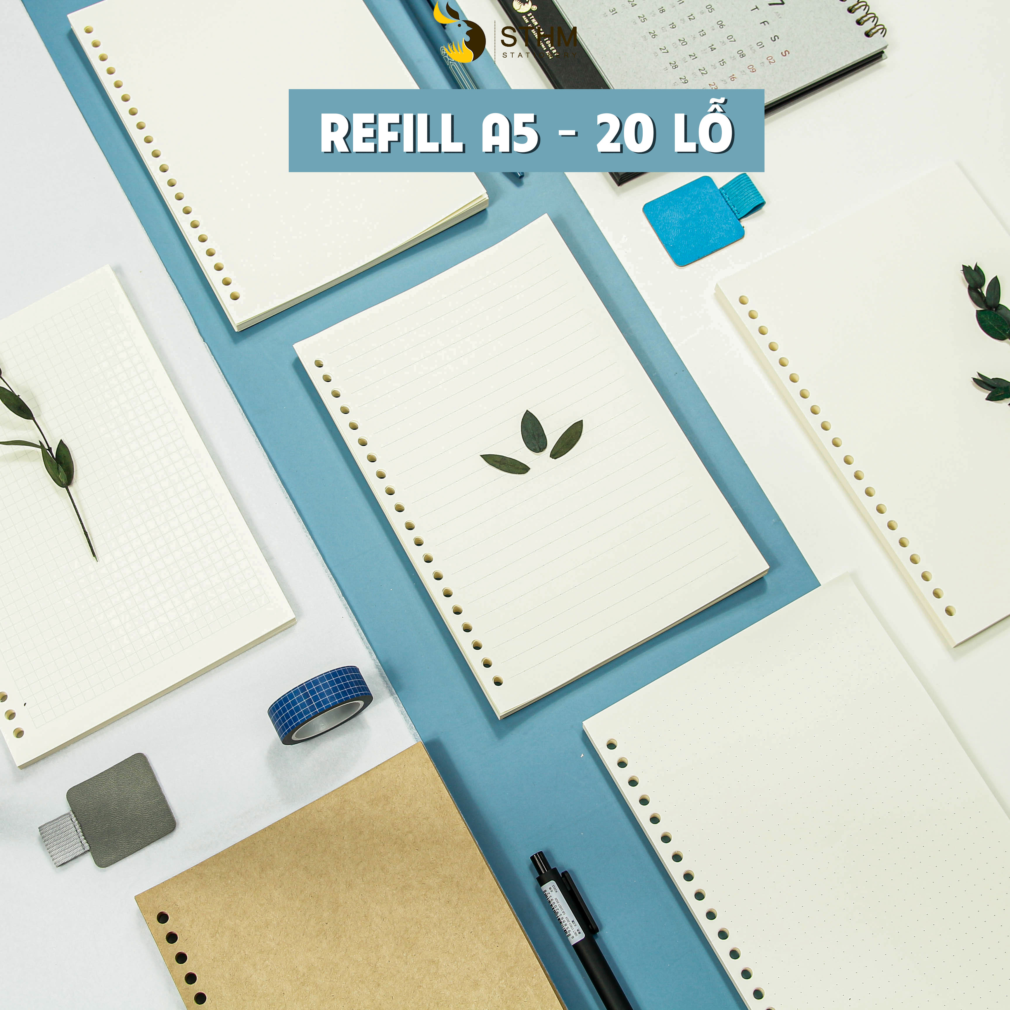 Ruột giấy refill sổ còng 20 lỗ - a5 - 100gsm - 50 tờ - sthm stationery