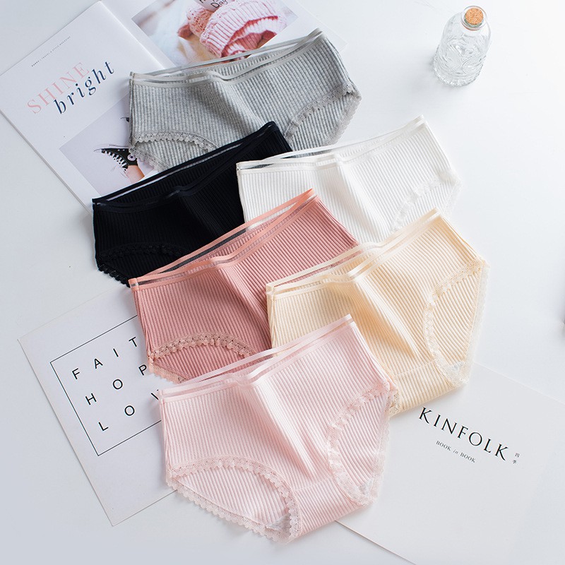 Set 5 quần chip cotton gân tăm viền ren -quần chíp gợi cảm quyến rũ -Đồ lót nữ Chic Store