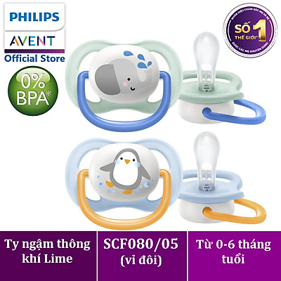 Ty ngậm Avent thông khí Lime vỉ đôi bé trai