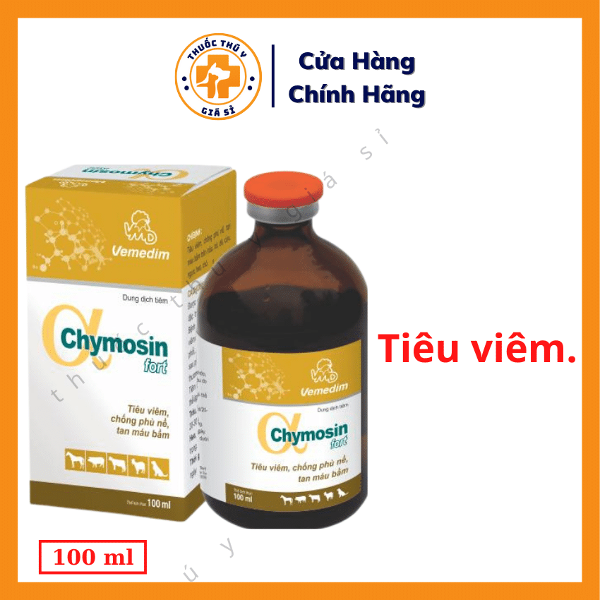 "Hoàn tiền đến 10%" Vemedin Chymosin 100ml - Tiêu Viêm, Chống Phù Nề, Tan Máu Bầm - Thú Y Giá Sỉ