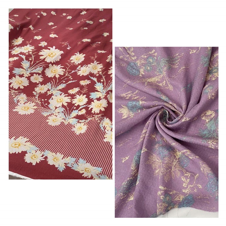 Vải lụa tằm hoa 100% cotton, khổ 1m4 - chất mềm mỏng, rũ, mát, không giãn - may áo dài, đồ thiết kế