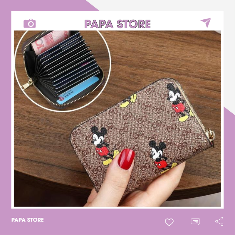 Ví cầm tay mini khóa kéo đựng thẻ học sinh Phong Cách Hàn Quốc MICKEY PAPA STORE VN36