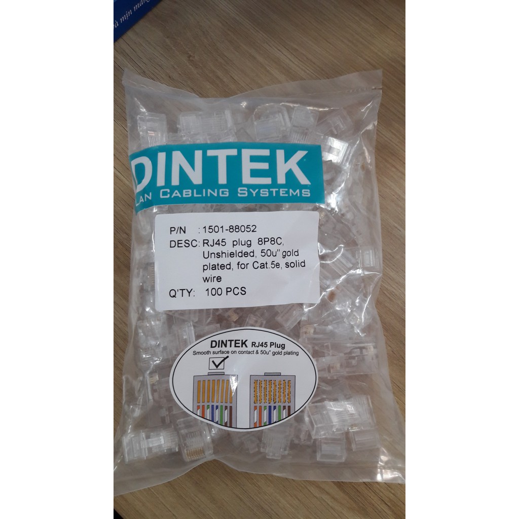 Đầu mạng RJ45 DINTEK UTP Cat.5e (P/N: 1501-88052) - Hàng chính hãng