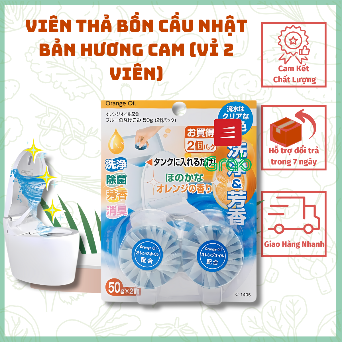 Viên thả bồn cầu Nhật Bản hương cam