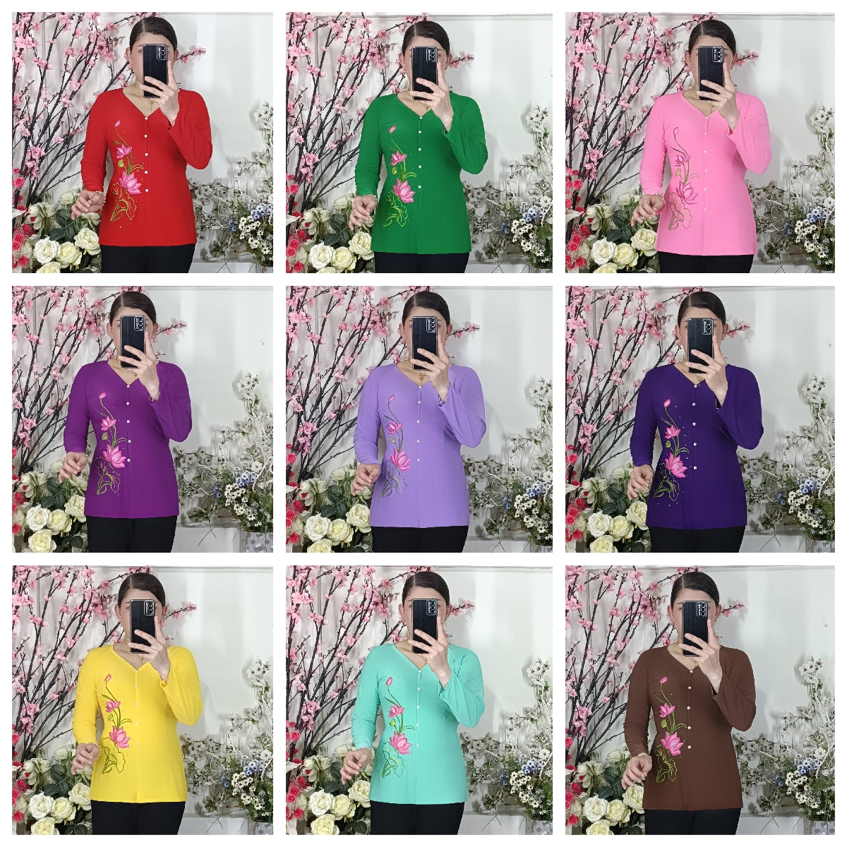Áo bà ba thêu hoa_áo lẻ