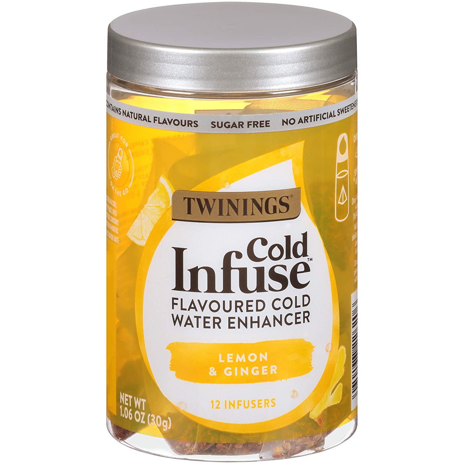 Trà ủ lạnh Twinings Cold Infuse vị chanh, cam, gừng - hộp 12 gói túi lọc kim tự tháp
