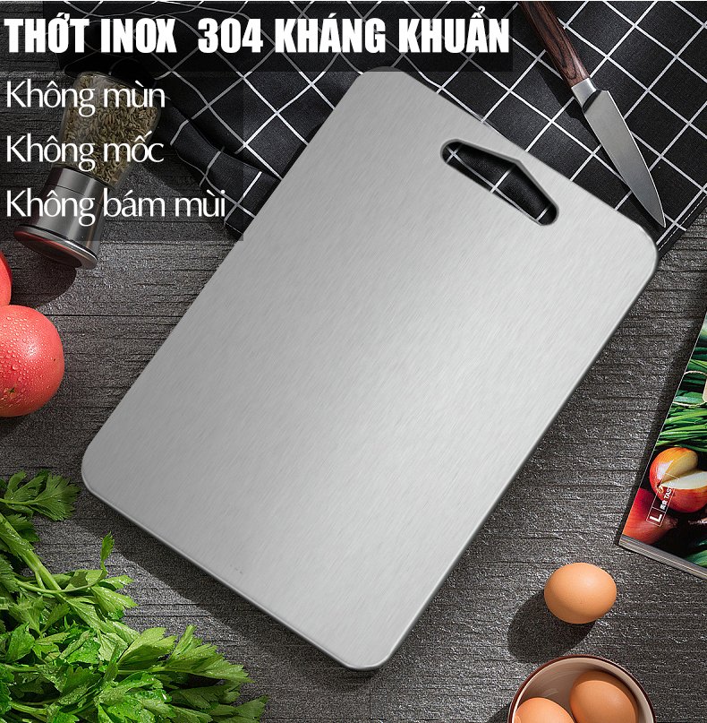 (HÀNG CAO CẤP) THỚT NHÀ BẾP - KHÁNG KHUẨN, KHỬ MÙI, CƯỜNG LỰC, CHỐNG NẤM MỐC- TRỌN ĐỜI KHÔNG HAN RỈ- THỚT INOX 304 AN TOÀN VỆ SINH SỨC KHỎE MỌI NHÀ, DÀY KHOẢNG 2MM