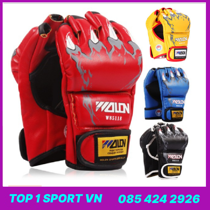 Găng tay mma, găng đấm bốc mma, găng xỏ ngón, hở ngón mma Walon - Full màu, free size - Thiết bị tập đấm bốc dành cho dân chuyên và phòng tập